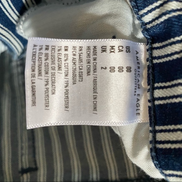 American Eagle Striped Denim Shorts Size 00 - Picture 7 of 7